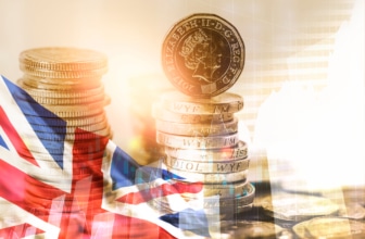british economy flag and pounds