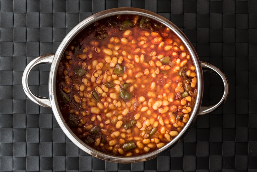 Baked Bean and fish hot-pot