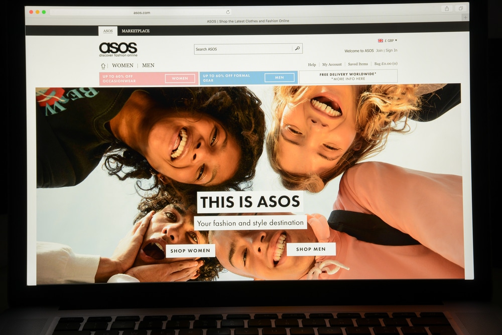 ASOS website on laptop