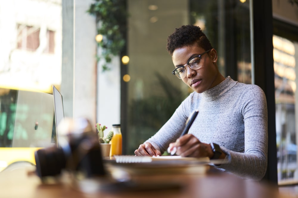 Black woman writing