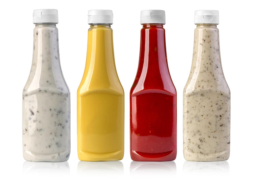 Bottles of condiments