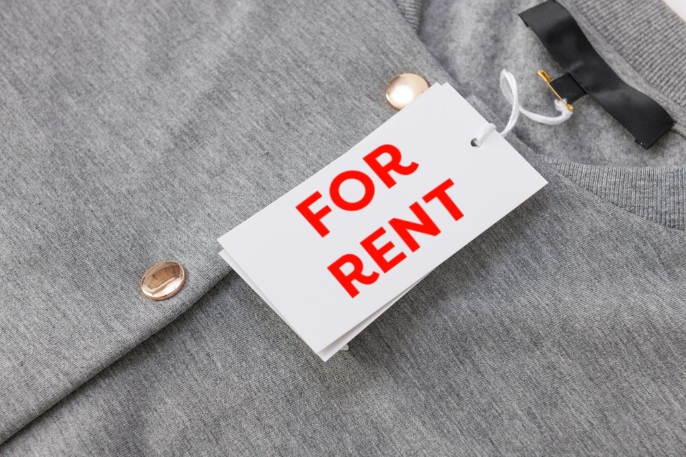 Clothing with "For Rent" tag