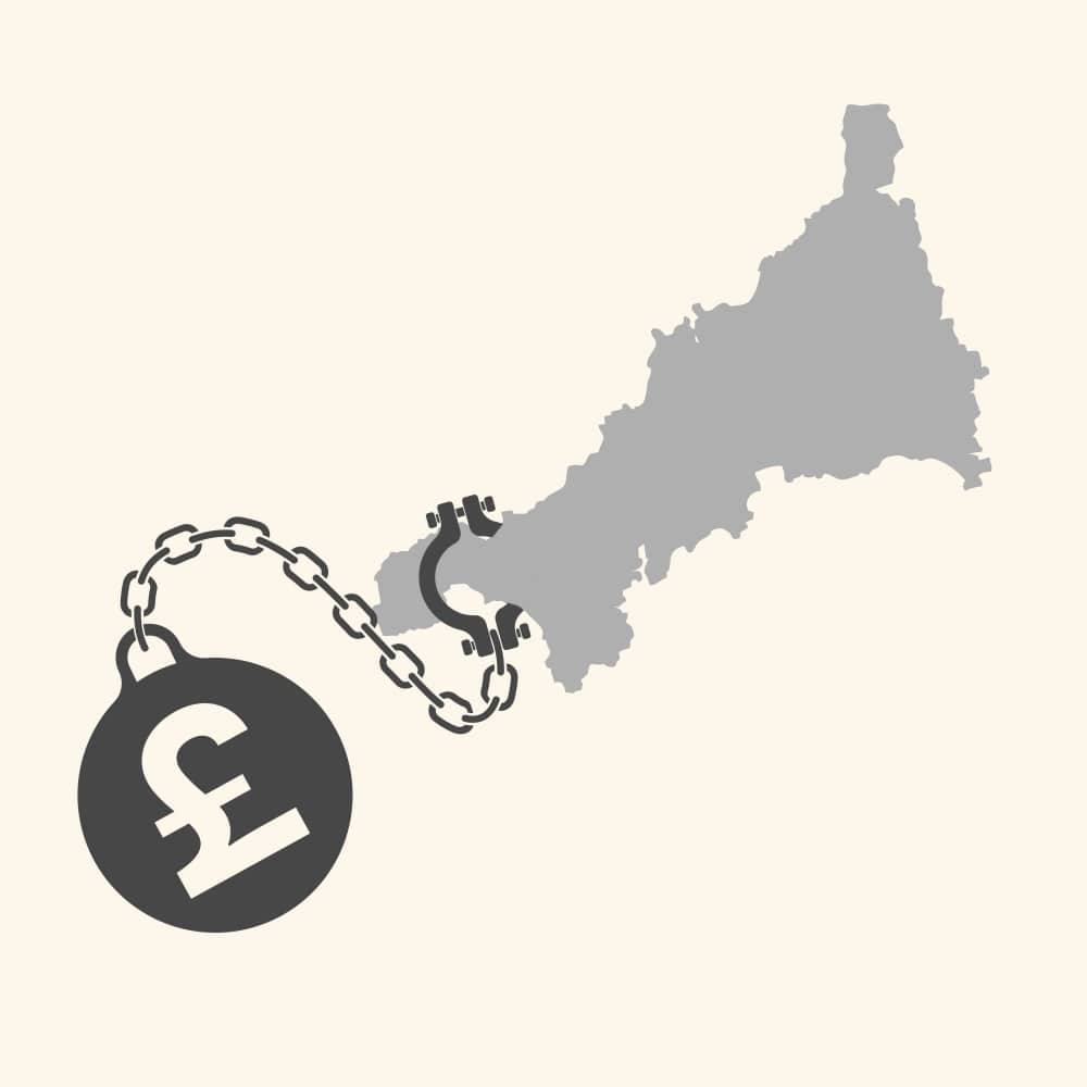 Cornwall debt ball and chain graphic
