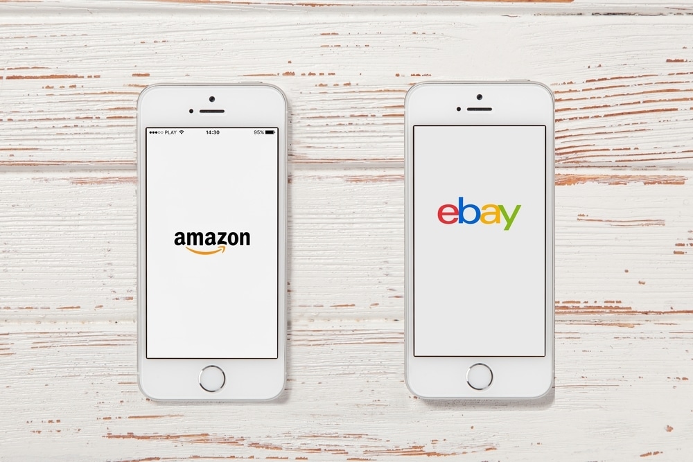 Amazon and eBay apps on smartphones