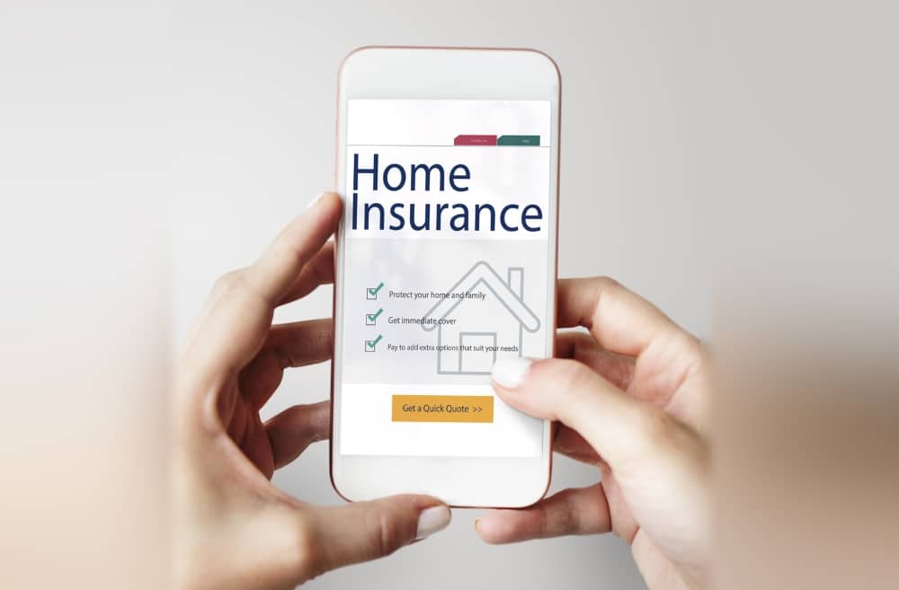 Home insurance website on phone