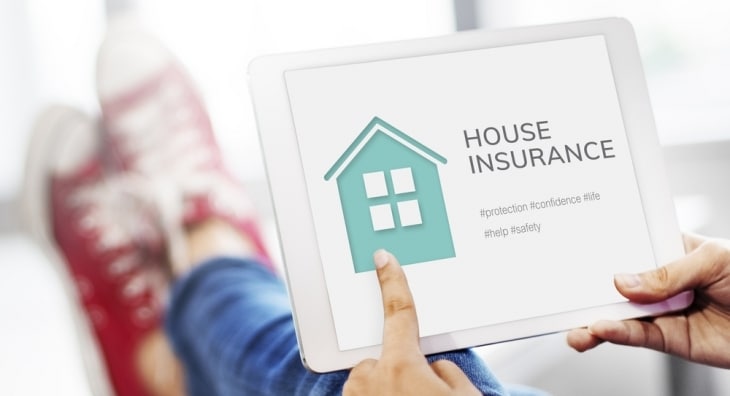 Home insurance site on tablet