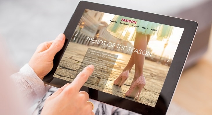 Fashion website on tablet
