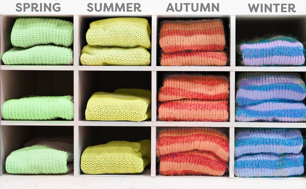 Clothes organised by season