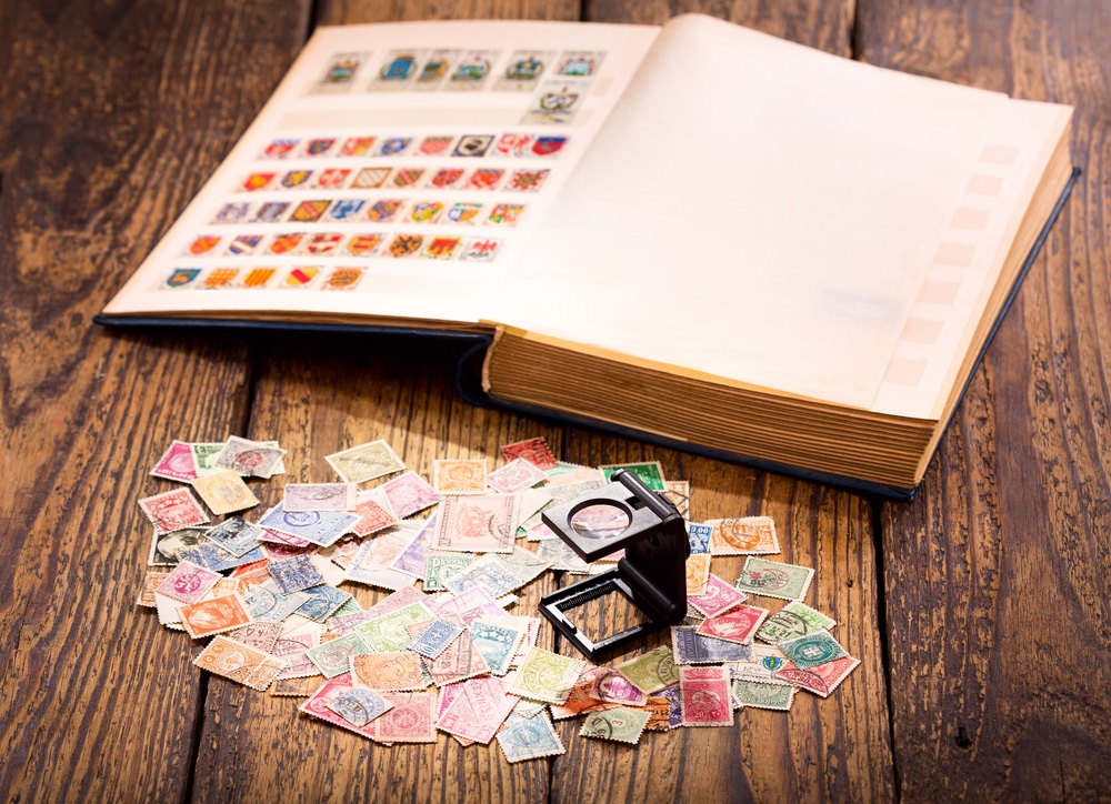 Stamp Collection with Magnifyer