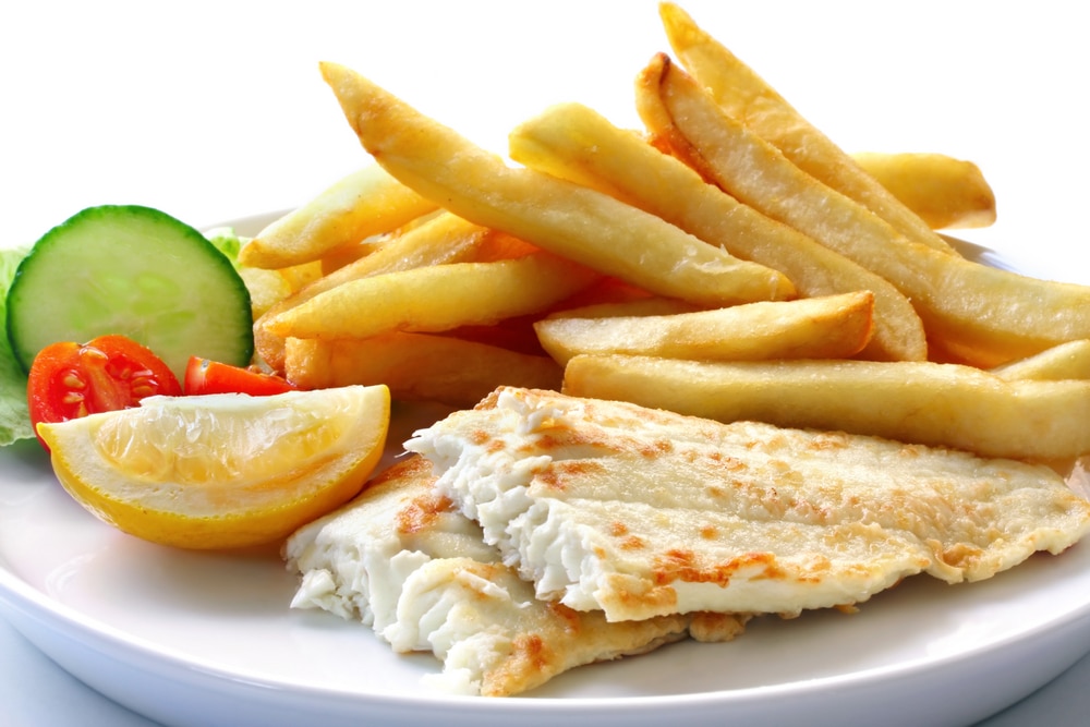 white fish with chips