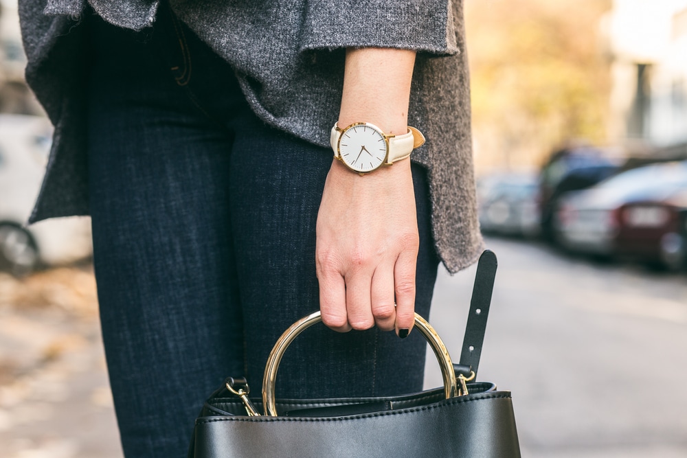 Woman wearing wrist watch