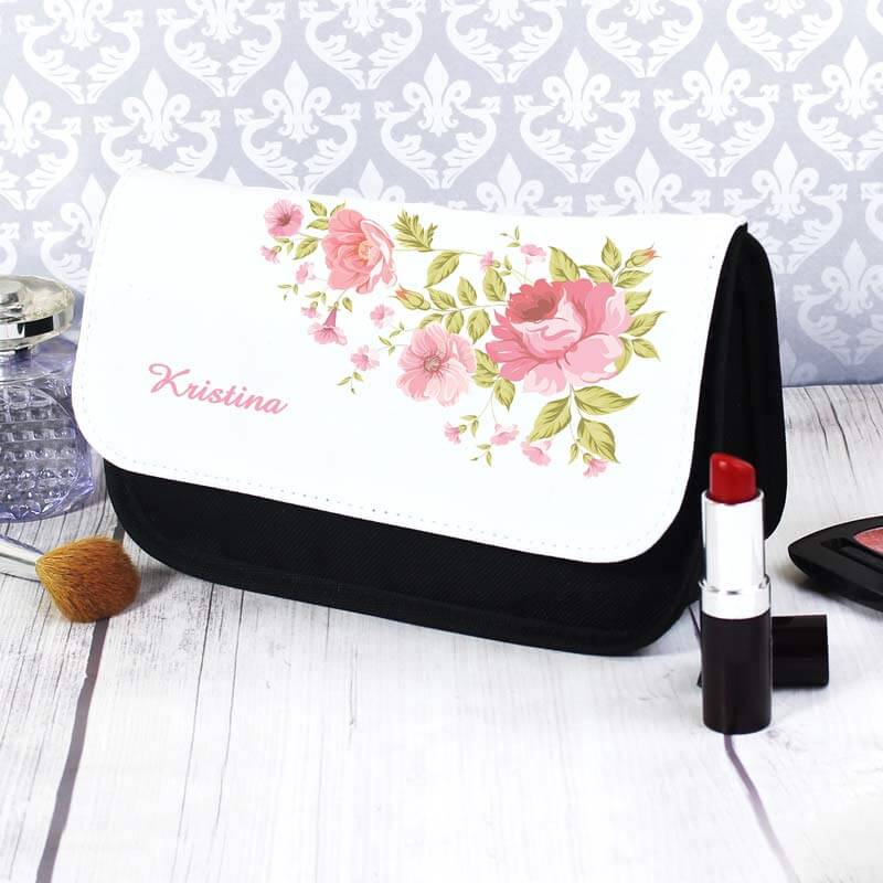 Personalised Rose Makeup Bag