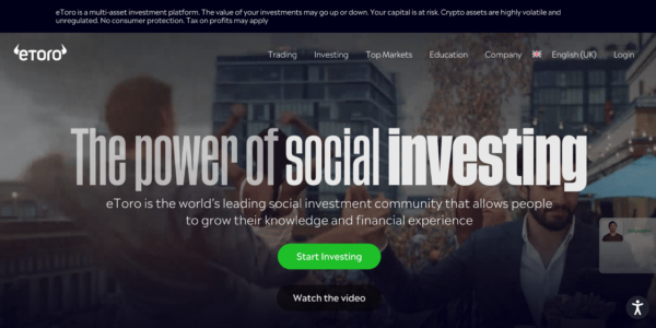 etoro investing home page