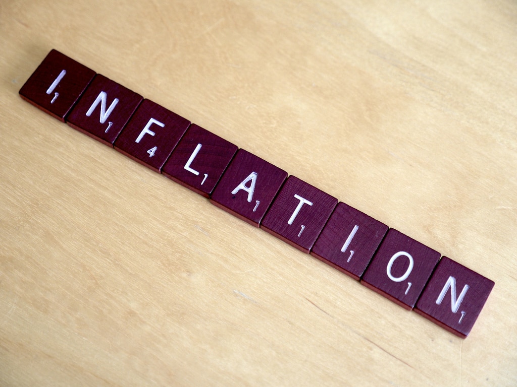 scrabble letters spelling inflation