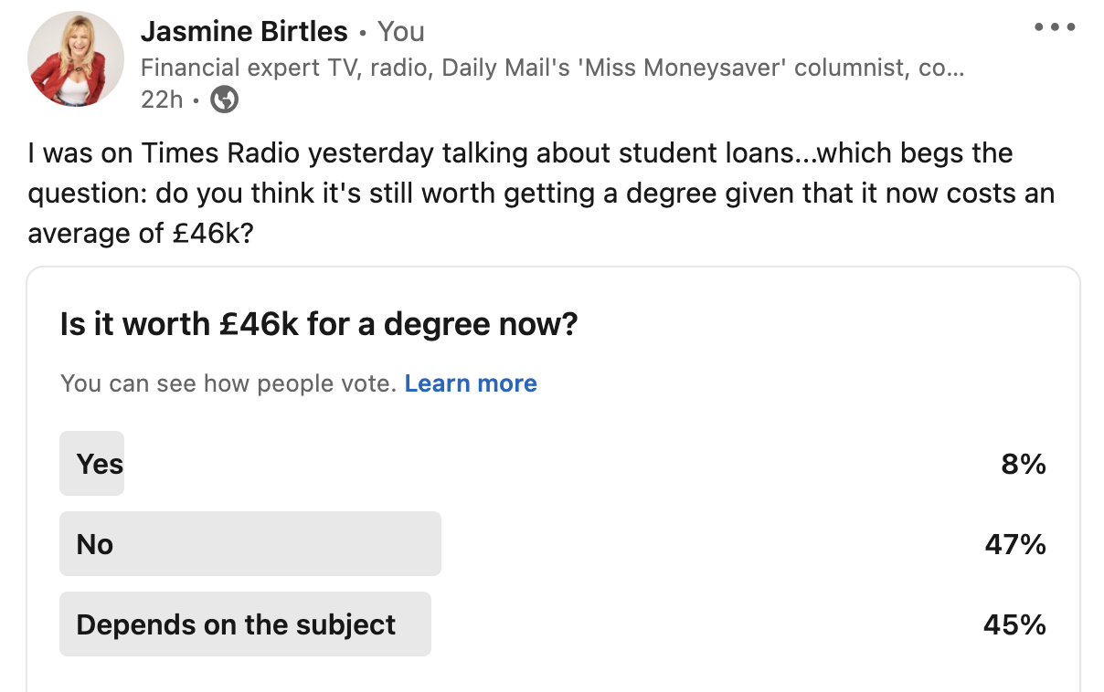 Linkedin is it worth going to university