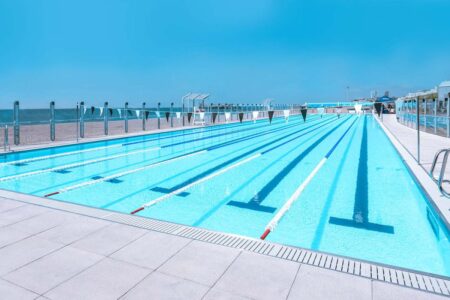 Outdoor swimming at Sea Lanes Brighton beside the seafront.